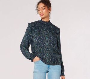 Teal Paisley Longsleeve Blouse